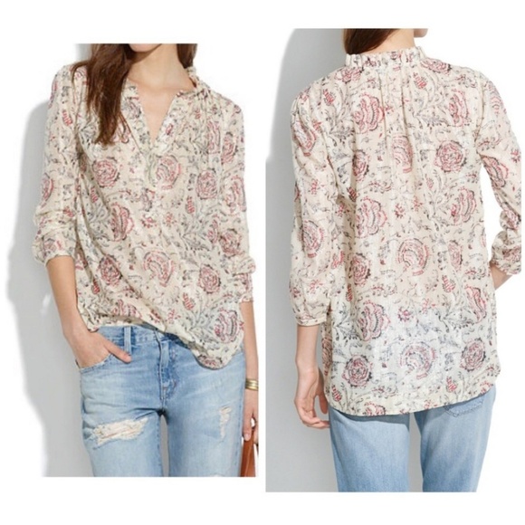 Madewell Shirred Popover in Turkish Garden Size XS - Picture 2 of 8